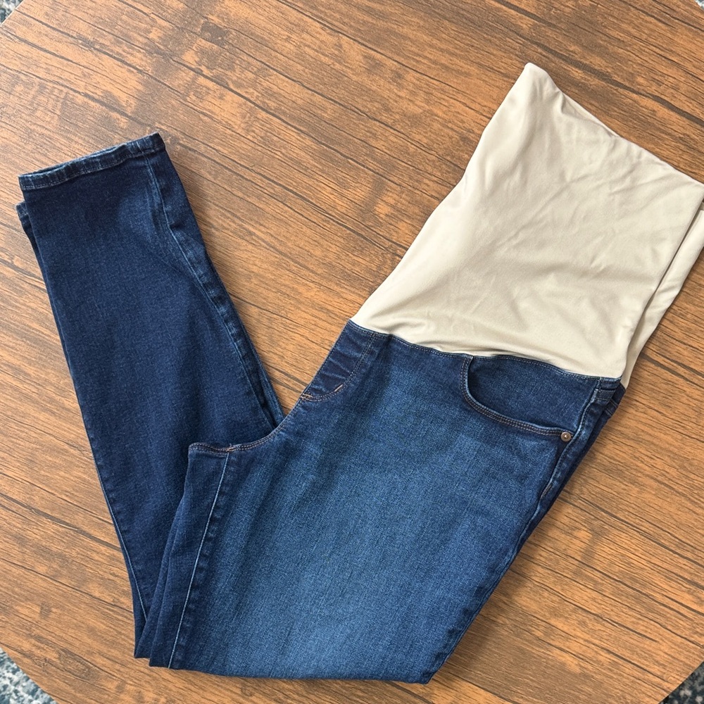 LOFT Maternity Skinny Jeans Size 16 Medium Wash Full Belly Panel